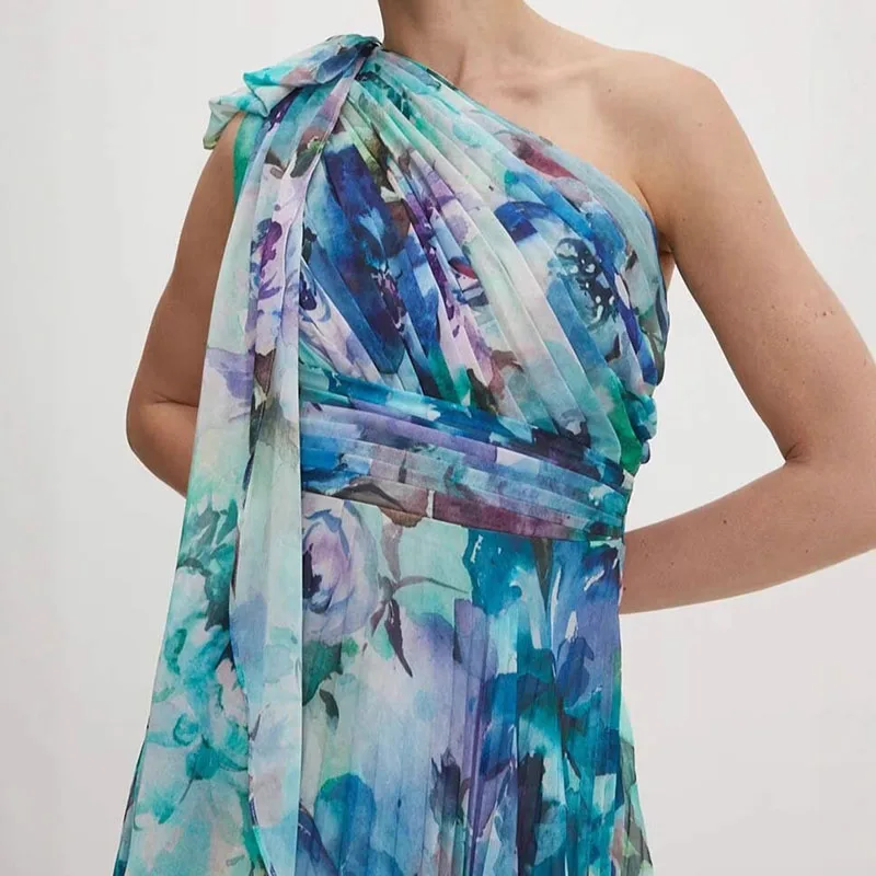 Robe de soirée longue en mousseline de soie pour femmes, Sexy, col incliné, nœud papillon, élégante, taille haute, balançoire, bohème, vacances