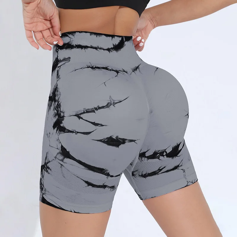 Tie Dye Workout Shorts For Women, Scrunch Butt Lifting High Waisted Yoga Gym Seamless Booty Biker Shorts, Women's Activewear