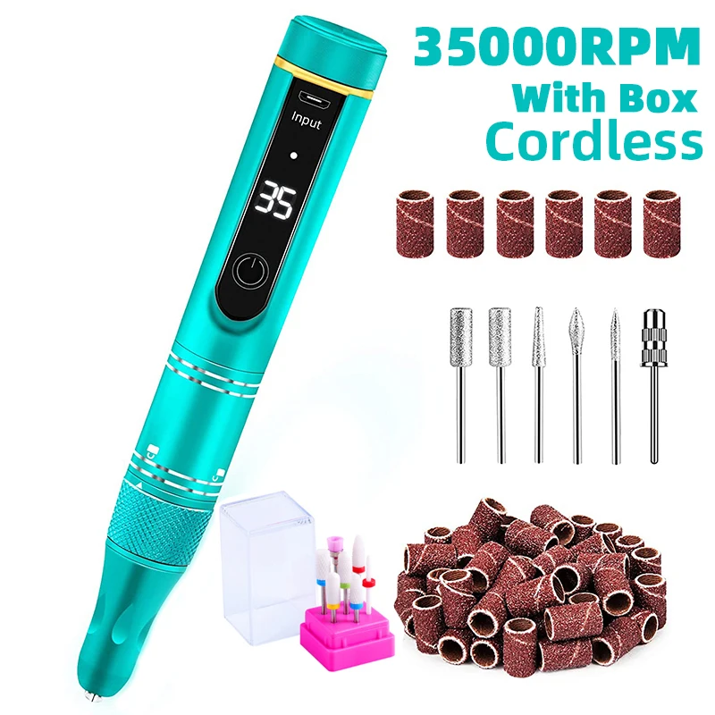 35000RPM Cordless Nagel Bohrer Maschine Für Gel Polnisch Elektrische Nagel Sander Wiederaufladbare Maniküre Maschine Nägel Salon Zubehör