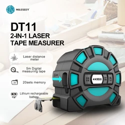 Mileseey DT10 / DT11 Laser Telescopic Tape Measure 2-in-1 Digital Distance Rangefinder with Anti-drop LCD Display,Magnetic Hook