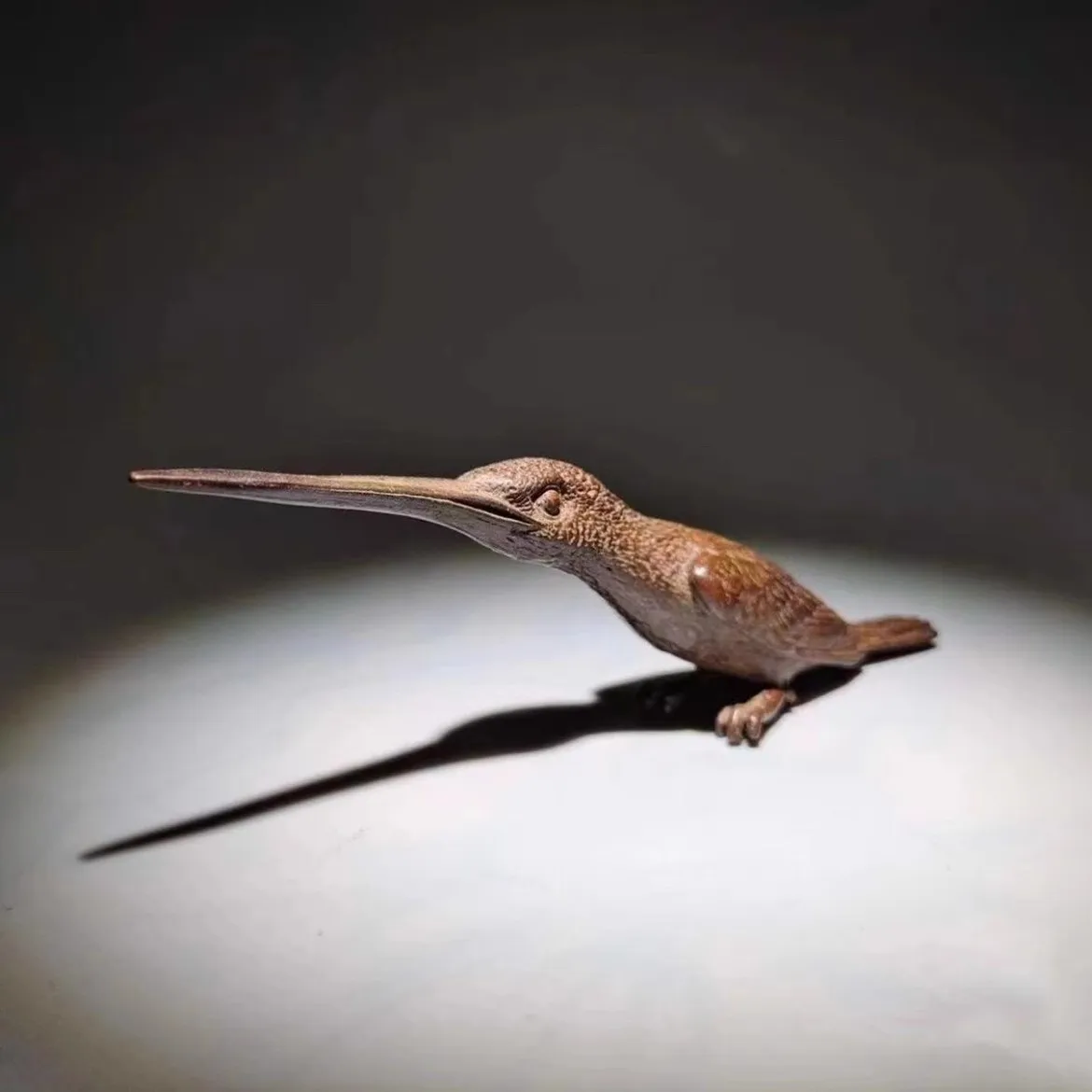 Retro Bronze Long billed Kingfisher Table Top Animal Ornament