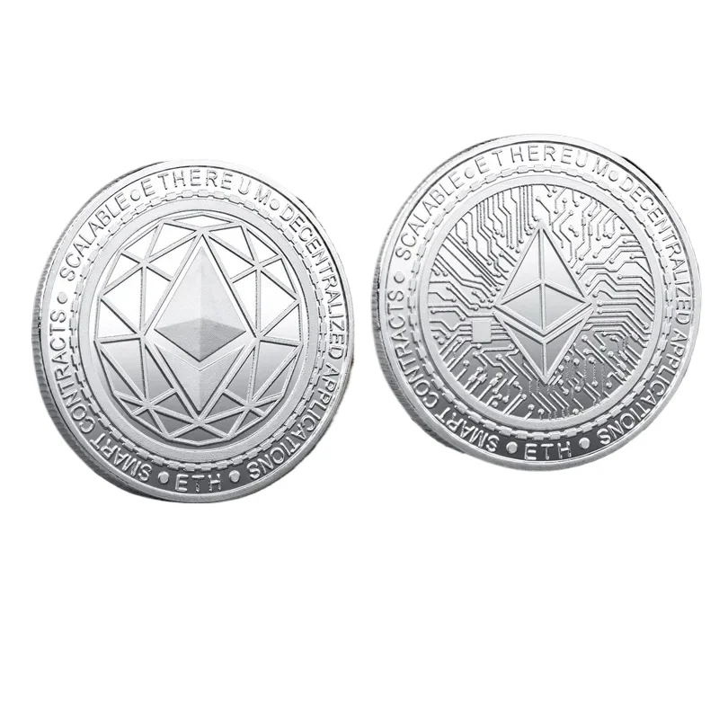 هدية إيثروم قابلة للجمع، عملة تذكارية مطلية بالفضة، مجموعة عملات تشفير مادية، عملات فنية لتزيين المنزل #4