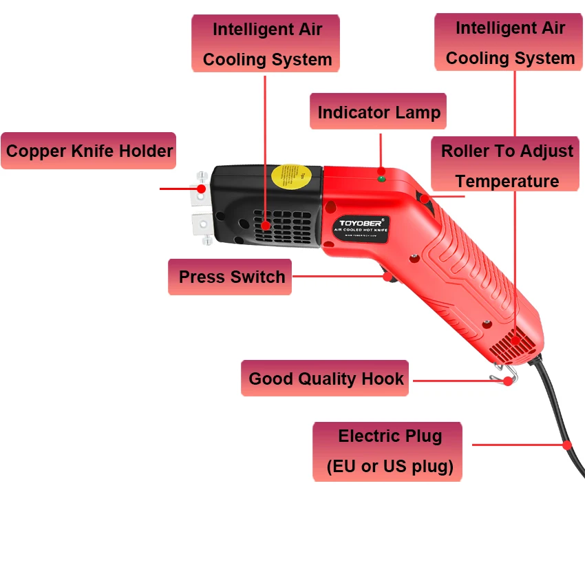 Air Cooled Electric Hot Knife Fabric Cutter Web Belt Cutting Machine Rope Cutting Tool Cloth Ribbon Thermal Cutter Heating Knife