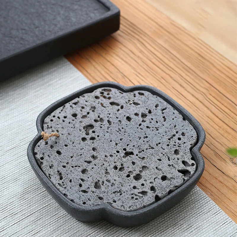 Stone Tea Tray Teapot Plate Board Natural Volcanics Teaware Water Storage Chinese Antique Set Table Accessories Home Decoration