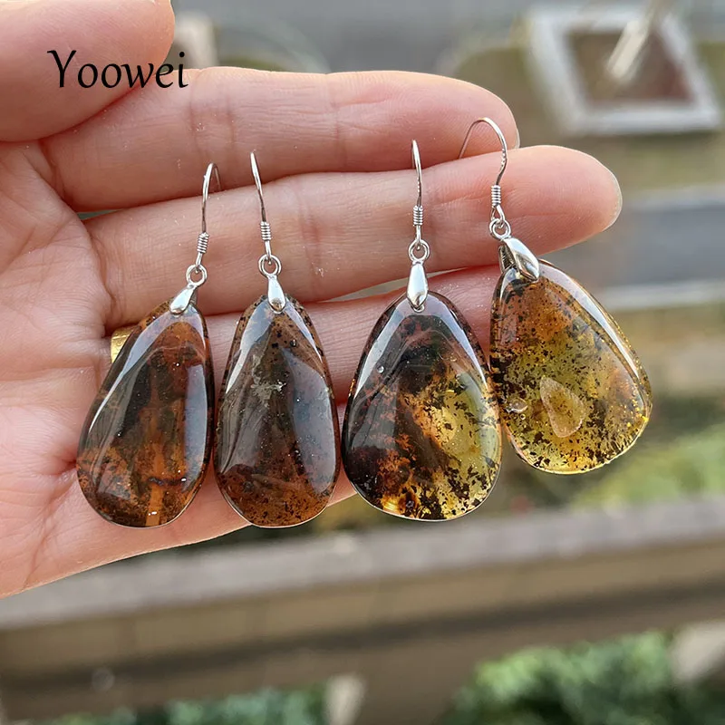 Real Amber Earrings for Women 925 Sterling Silver Gorgeous Dangling Stud Earrings Baltic 2025 New Unique Amber Jewelry Supplier