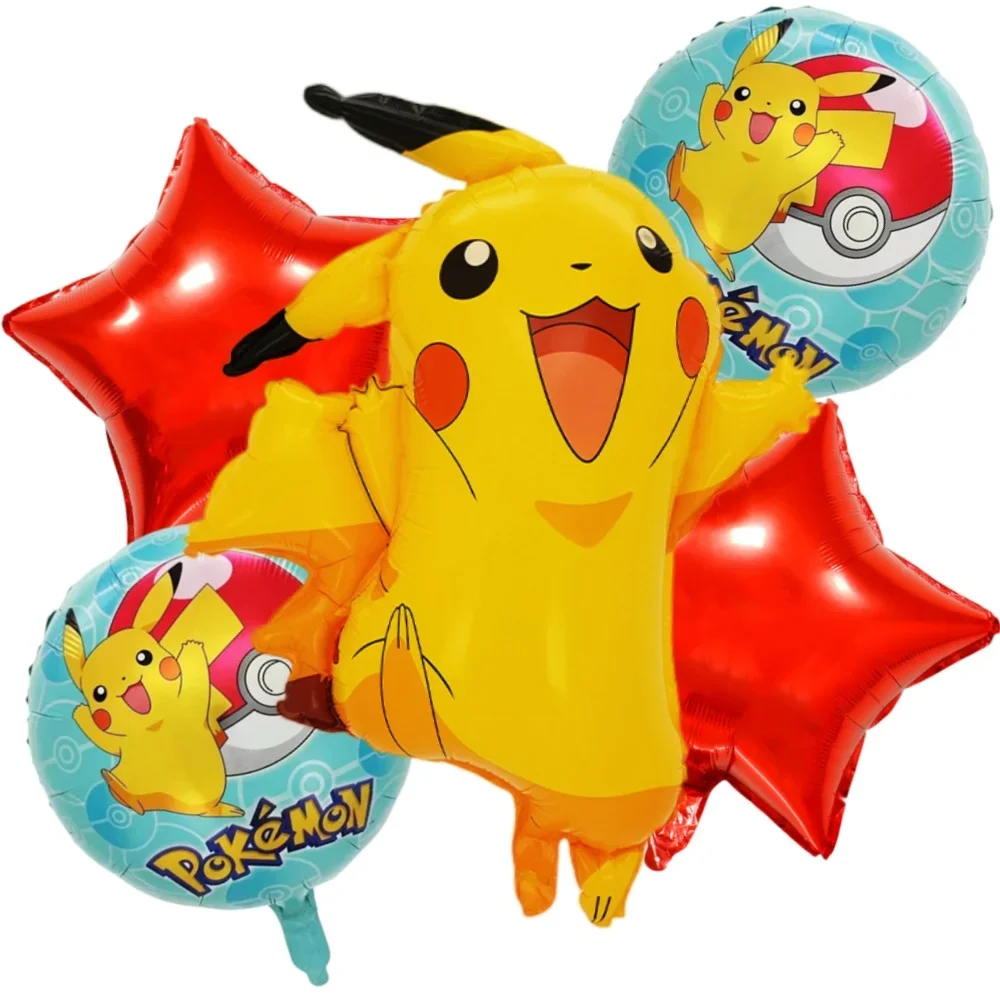 5/1Pcs Jumping Pikachu Aluminum Foil Balloons 1st Kids Cartoon Theme Birthday Party Decorations Baby Shower Globos Gifts