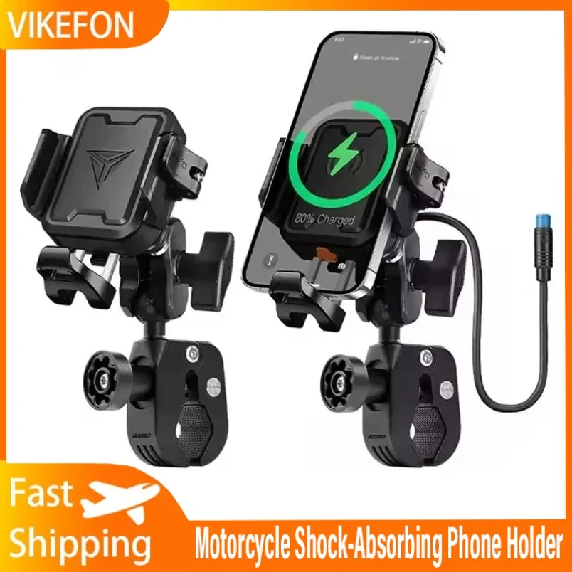 

15W Wireless Charger & 36W USB-C Charging Motorcycle Shockproof Phone Holder Anti-Theft Quick Release Navigation Bicycle Bracket