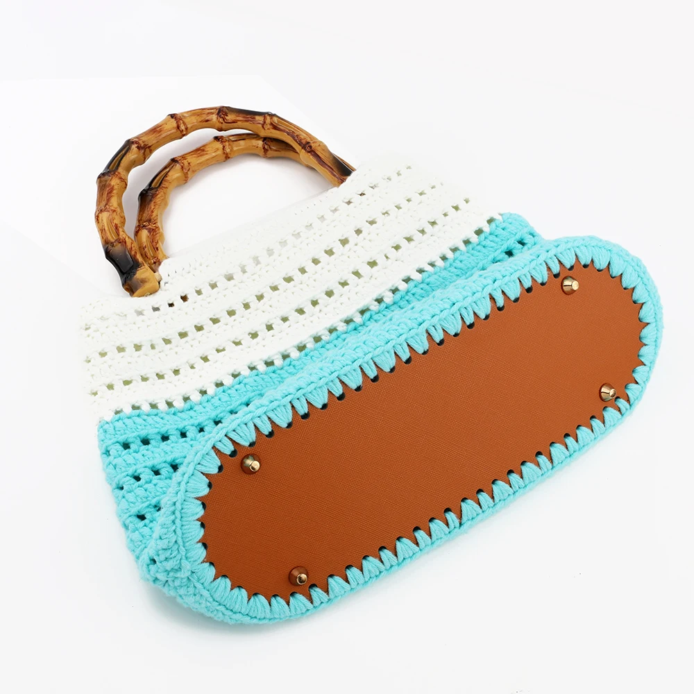 Handmade Bag's Handle Accessories U-shaped Bamboo Handle Leather Bottom DIY Material Hand-woven Bag Accessories Custom