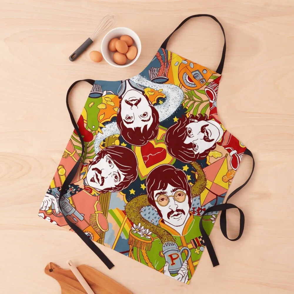 

The Fab 4 Pop Art Apron Art Kitchen For Women Home and kitchen products Waterproof Kitchen Woman Apron