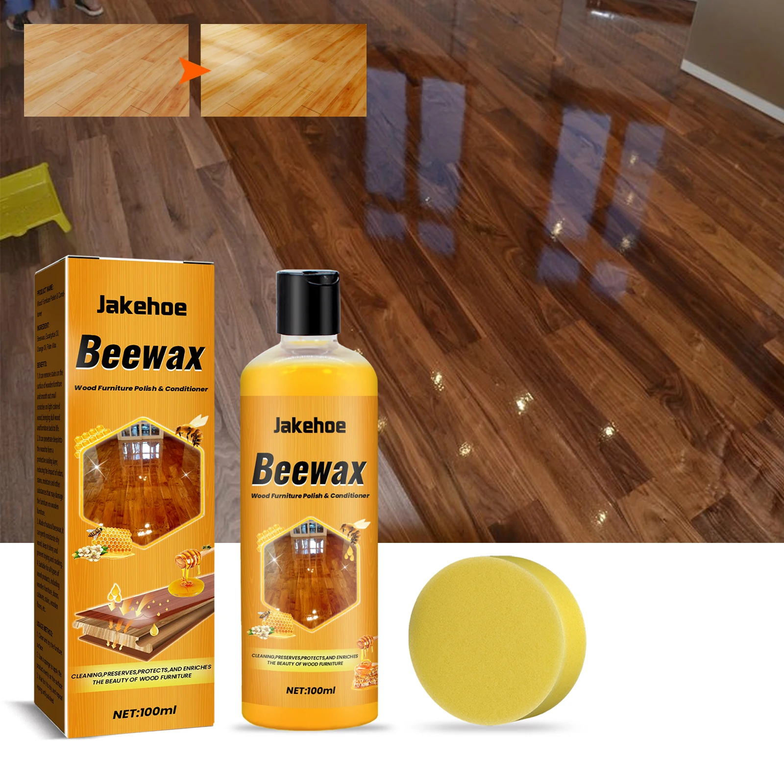 

Jakehoe Floor Cleaner Home Wood Floor Protection Cleaning Maintenance Wax Stain Removal Dust Brightening Polish Care Wood Floor