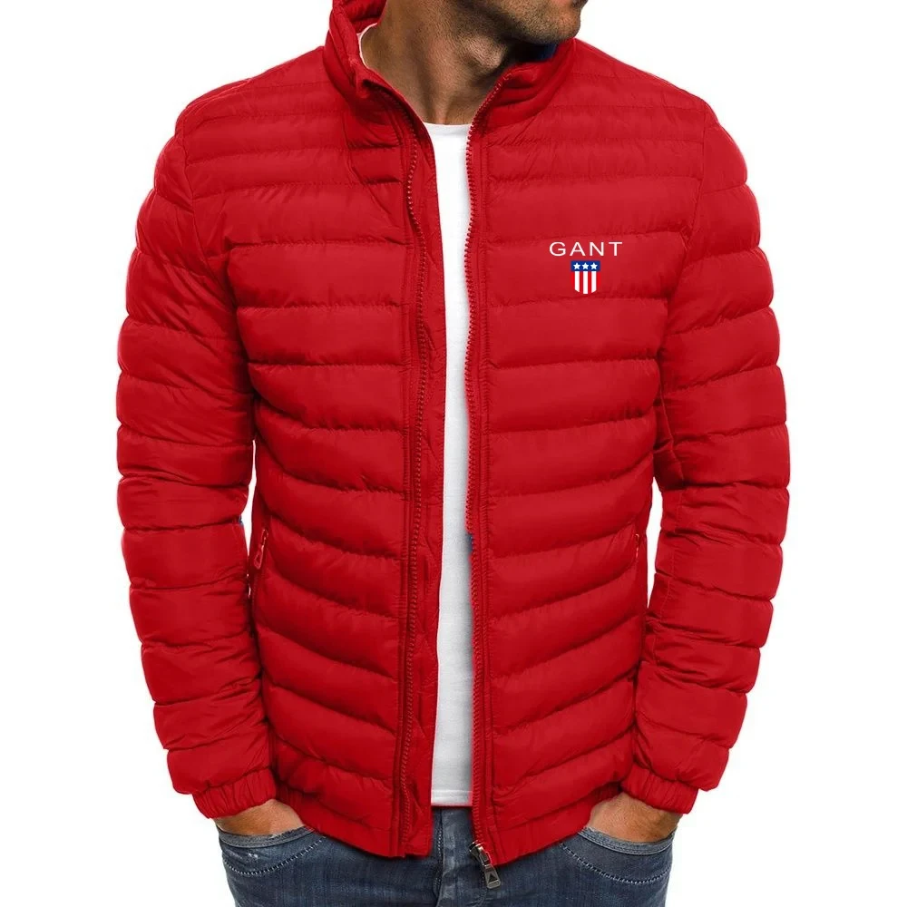 High quality new lightweight warm cotton jacket Men's standing collar down jacket Casual men's horizontal stripe down jacket