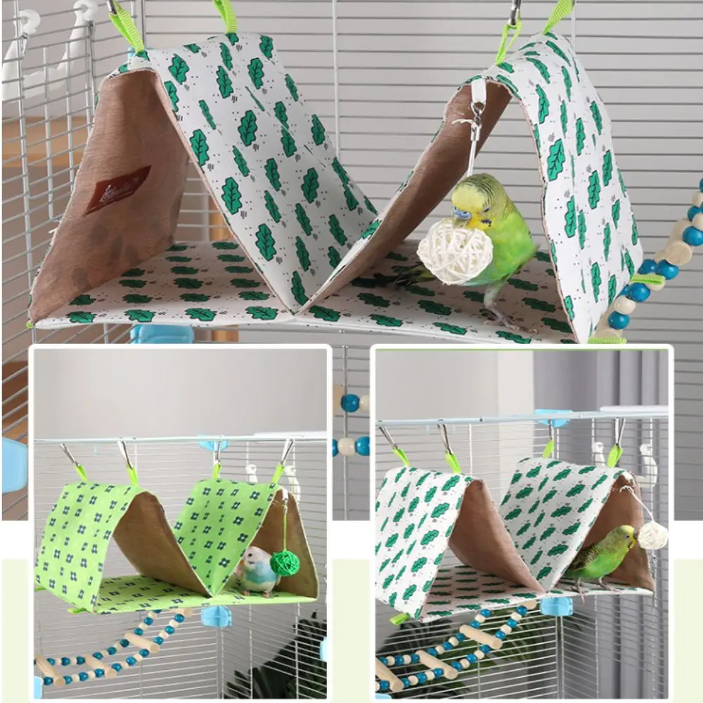 

Double Hole Hanging Bird Nest House Breathable Bite Resistant Parrot Hammock with Ball Bird Sleeping Bed For Sleeping Playing