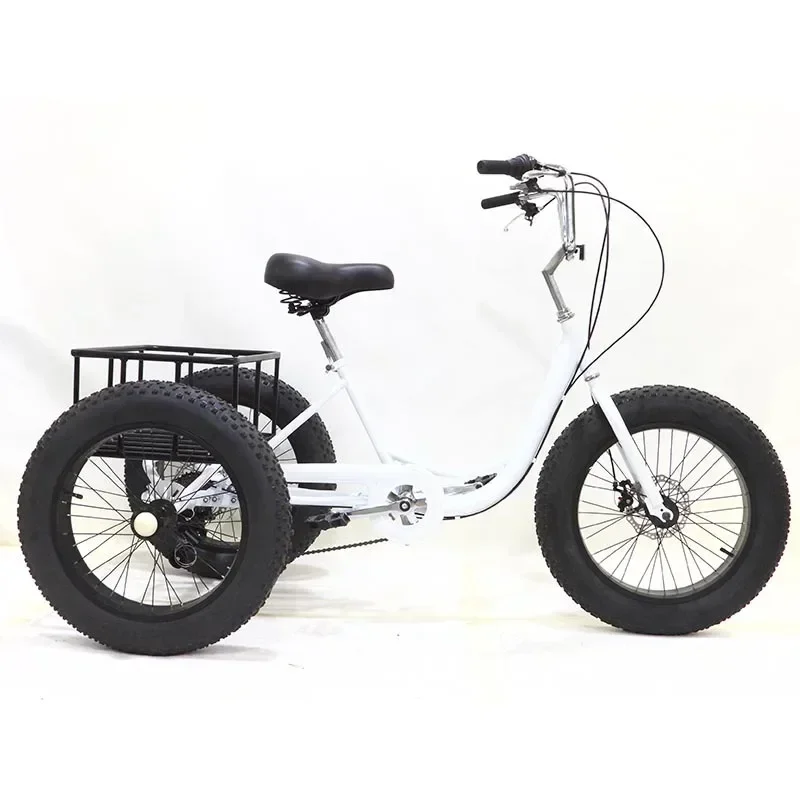 Snow Tricycle, 20 Inch 7-speed,  Tire Bicycle, High Carbon Steel Frame, Elderly, Grocery Shopping and Cycling