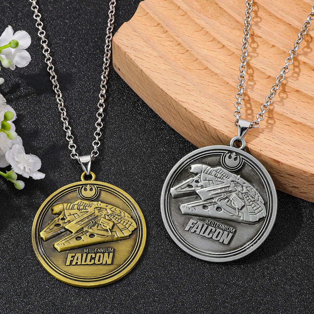 1pcs Vintage Millennium Falcon Pendant Necklace Popular Movie-Themed Fan Jewelry