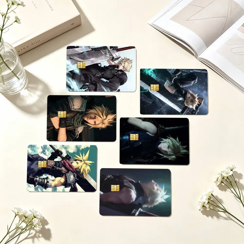 F-Final Fantasy VII Cloud Strife  Credit Card HD Stickers Game Card Decal Small Chip Waterproof Sticker Gift