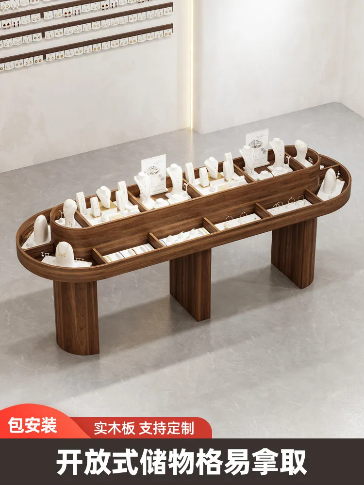 Solid wood jewelry Nakajima cabinet makeup Nakajima Taiwan skin care products shopping mall display stand table water table samp