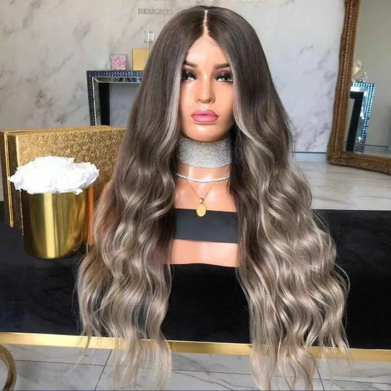 

Европейский и американский стиль: женский парик из синтетического термостойкого волокна с длинными кудрявыми волосами, оптом