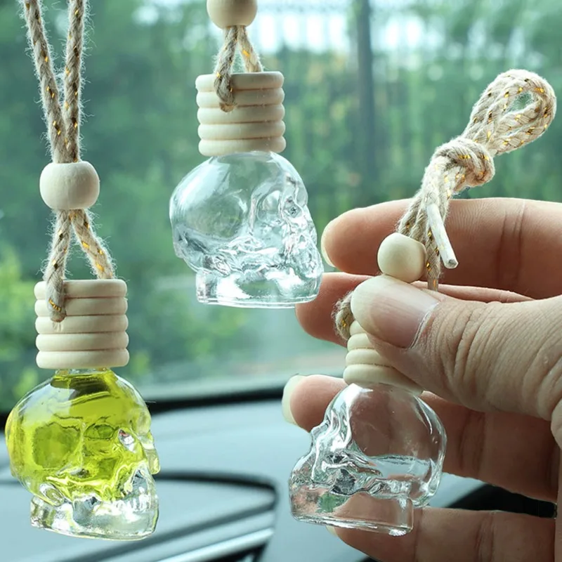 

Car Perfume Bottle Air Freshener Diffuser Aromatherapy Essential Oil Bottle Transparent Skull Perfume Bottle Car Accessories