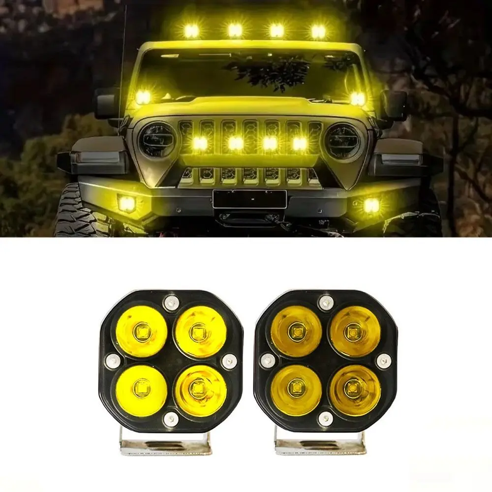 

White/Yellow Light Motorcycle Work Light 12V 24V 40W Driving Moto Spotlights Flood Pattern Waterproof Car Fog Lamp Truck