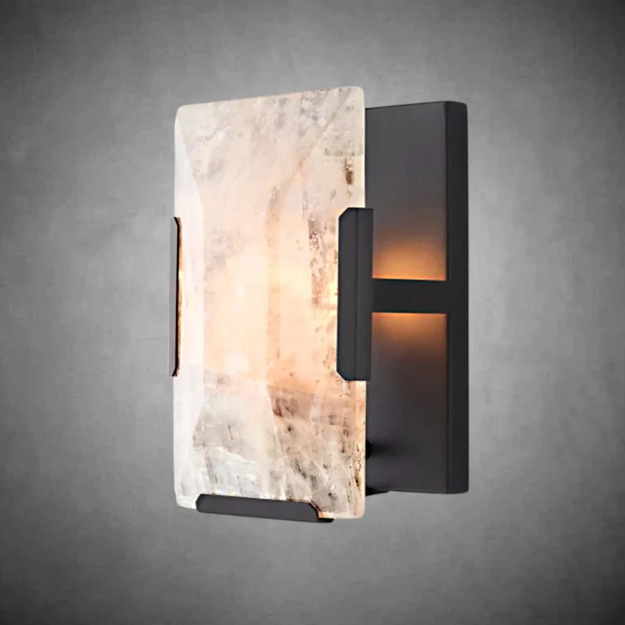 Long Square All Copper Marble Wall Lamps Led Home Decoration Living Room Background Crystal Light