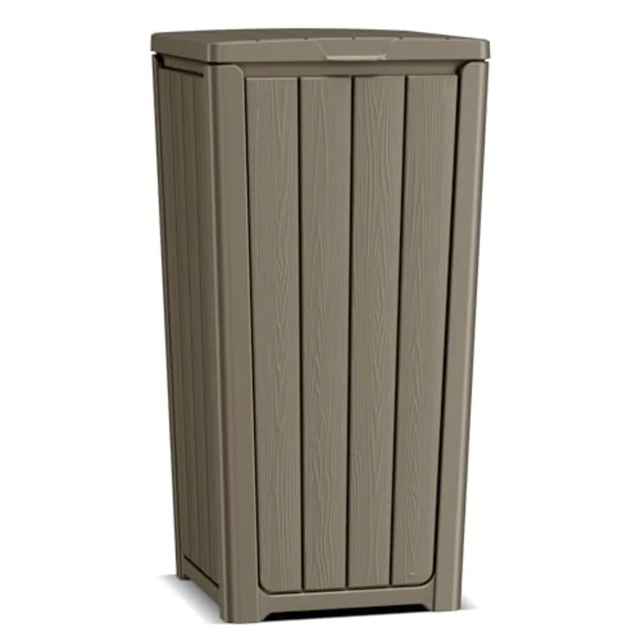 

Outdoor Trash Can with Tiered Lid, Waterproof Resin Garbage Can, Easy to Assemble and Clean, Lightweight Waste Bin for Patio Ki