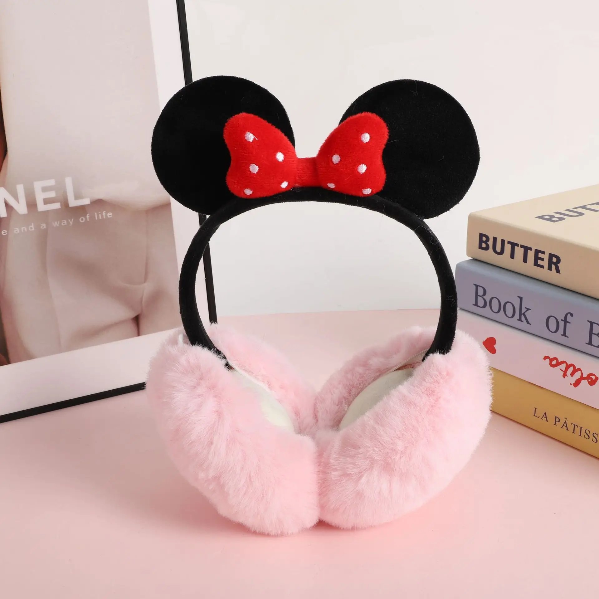 かわいいミッキー折りたたみ式冬漫画暖かいイヤーマフイヤーマフぬいぐるみ防寒抗凍結肥厚耳暖かい耳バッグ女の子ギフト