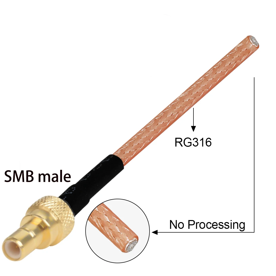 1PC SMB Male/Female/Straight/Right Angle RG316 Pigtail Cable Other End No Connector/Exposed/Fork Soldering NEW