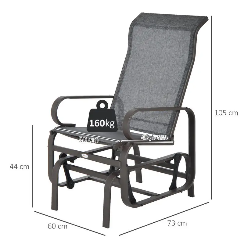 Immagine 5: Sedia a dondolo da giardino in metallo per terrazza e balcone, in Textilene
