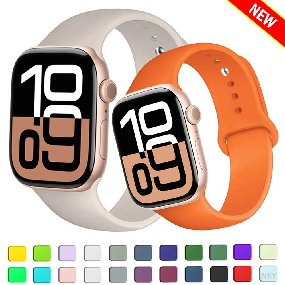 Apple Watch用シリコンバンド,スポーツブレスレット,iwatchシリーズ8,7,6,5,4,45mm, 44mm, 40mm, 41mm, 42mm, 46mm 3、se、9、10 ultra 2、49mm