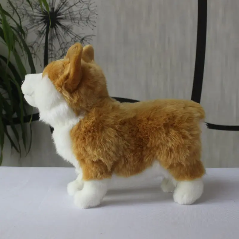 จําลองใหม่ตุ๊กตาสุนัขเวลส์-Corgi ของเล่นสุนัขคุณภาพสูงตุ๊กตาสุนัขของขวัญประมาณ 30x23 ซม