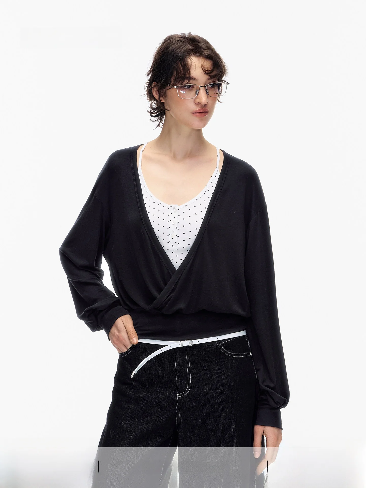 

Striker Pose Women's Long Sve Wool Blend T-irt V-Ne Casual Loose Fit Soft Comfortable Sun Protection Spring Top