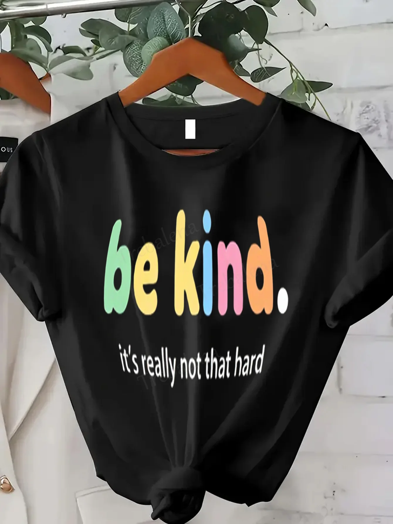 Women T-shirt Be Kind Rainbow Tee - Casual Feminine T-Shirt