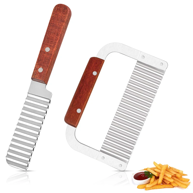 Potato Wavy Knife,French Fries Cutter,Stainless Steel Potato Cutter Knife,Wavy Crinkle Cutter,Vegetable Strips Corrugated Cutter