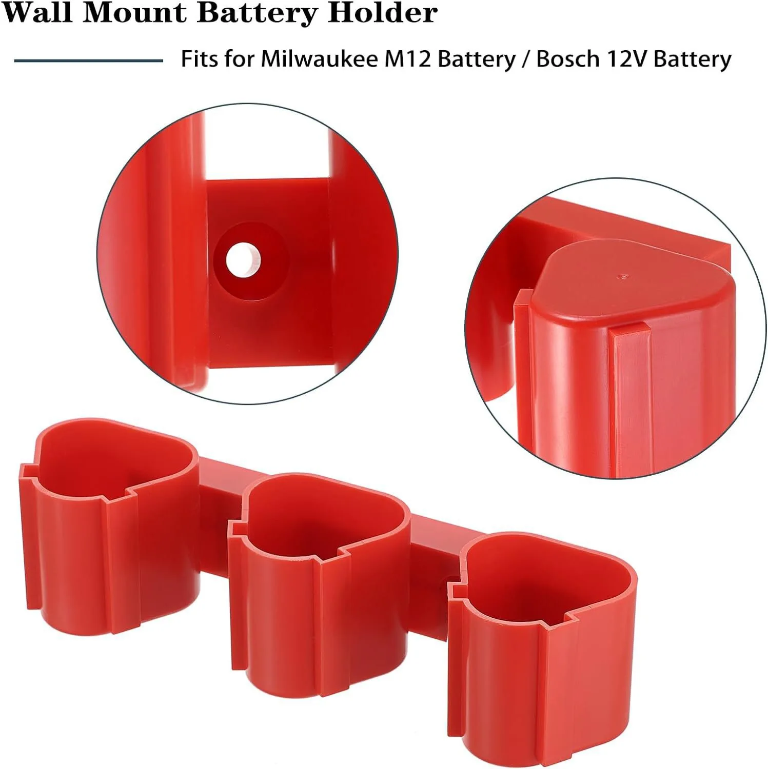 Battery Holders for Milwaukee M12 Battery Tool Storage Holders with Battery Slots Wall Mount Bosch 12V Battery Storage Rack