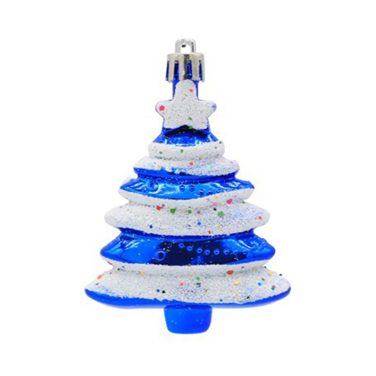 ONCE 8x6cm 4 Pack Christmas Ball Special-Shaped Christmas Tree Decoration Props Gift Plastic Painted Christmas Tree Blue