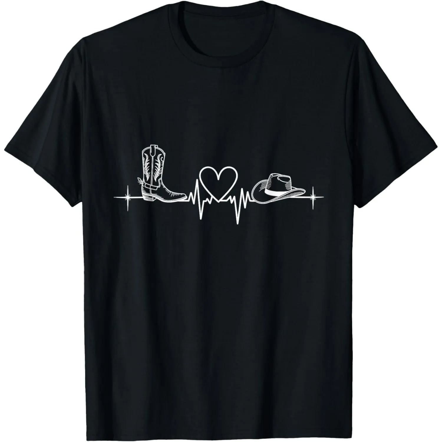 Line Dance Heartbeat EKG Pulse Graphic Tee for Men Casual Short Sleeve Cotton T-Shirt