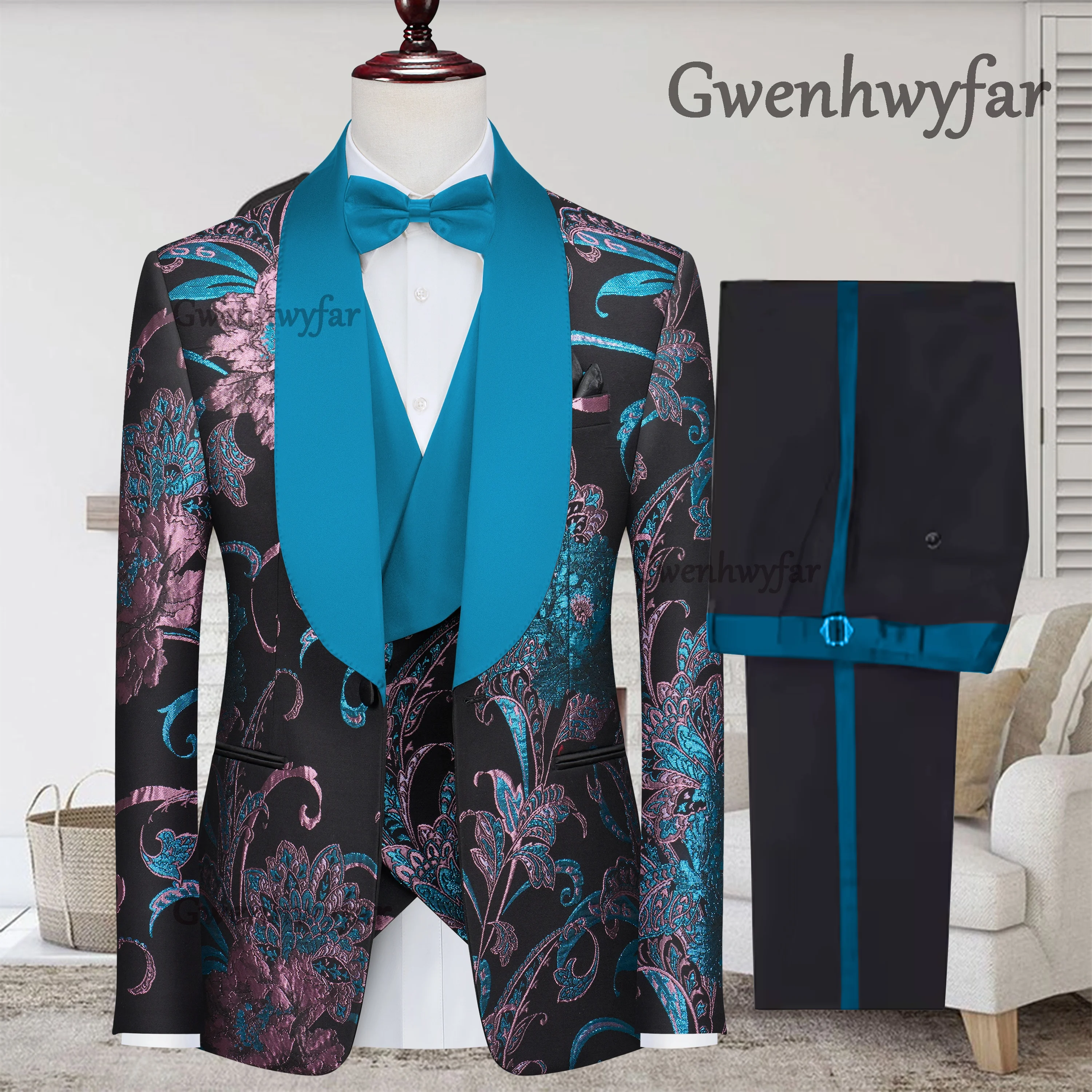 

Gwenhwyfar 2026 Men's Customized Luxury Tuxedo Suit Gentleman Fit Blazer Jacket Pants Vest Formal Wear Set