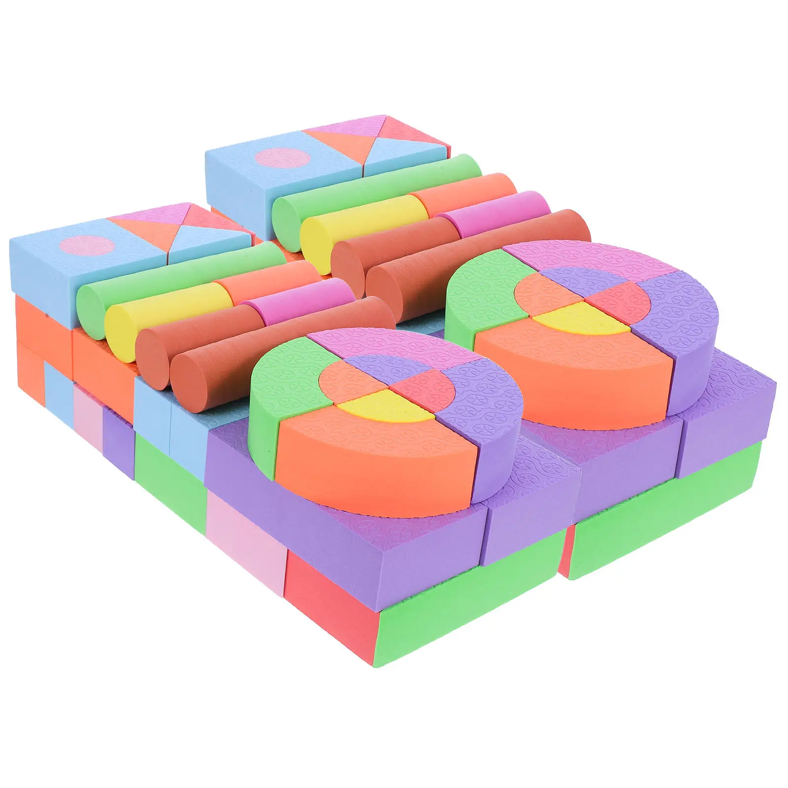 

100Pcs Soft Eva Blocks Educational Early Learning Set for Kids Brain Development Color Shape Recognition Hand Eye Coordination
