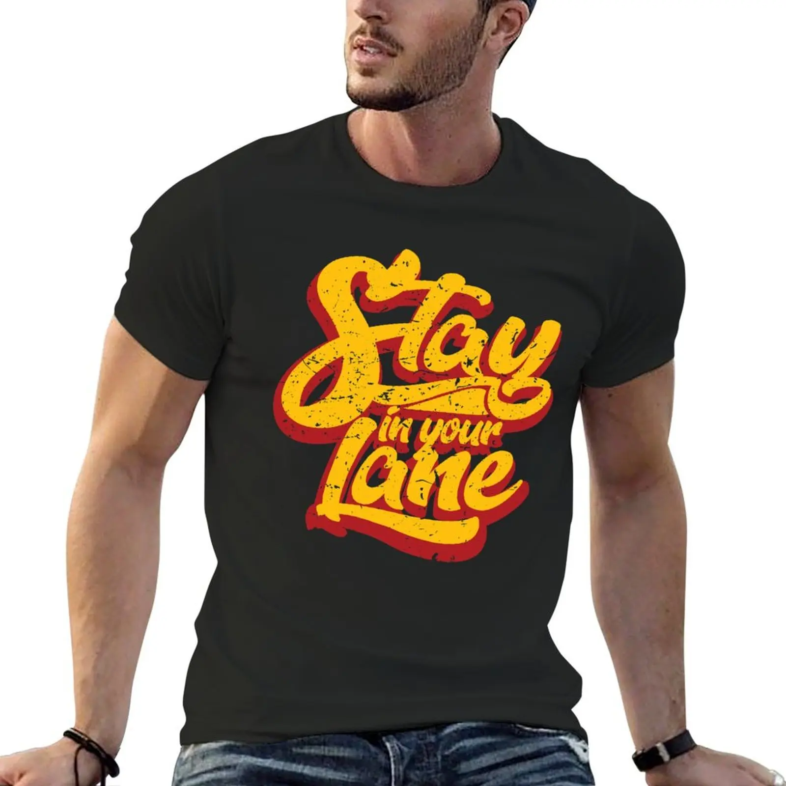 T-shirt Stay In Your Lane pour les fans de sport, vêtements d'hélicoptère à séchage rapide, vêtements esthétiques, grands et grands t-shirts pour hommes