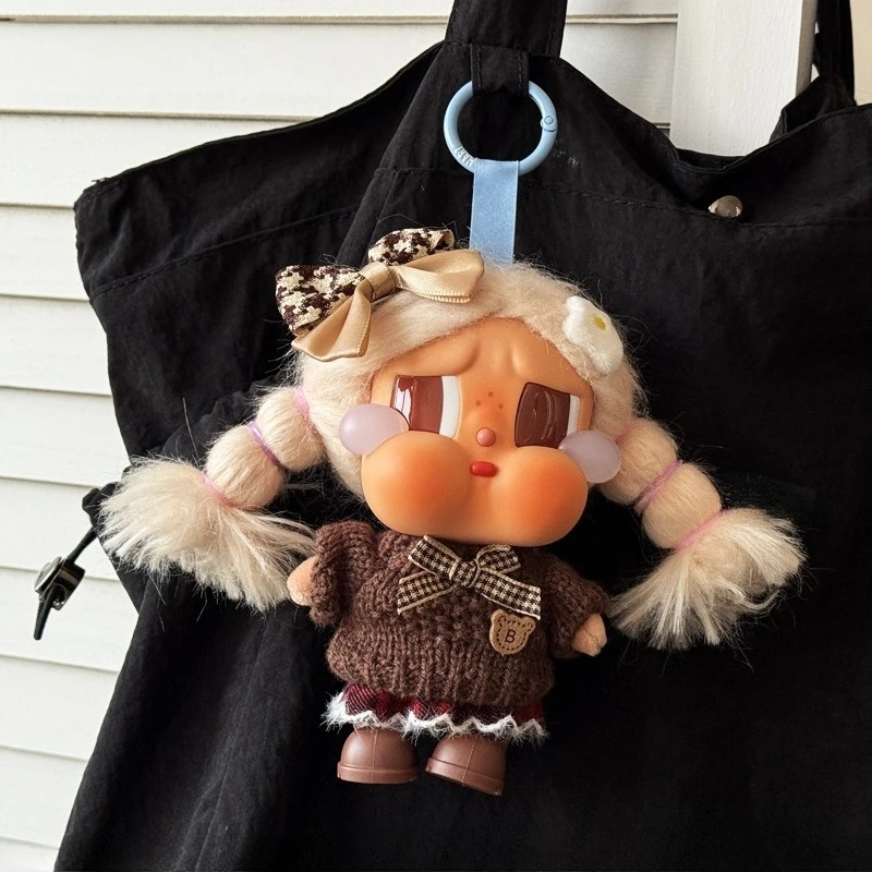 

For CRYBABY Vacation Mode On doll clothes winter coffee sweater headgear shoes set For labubu 17cm doll outfit