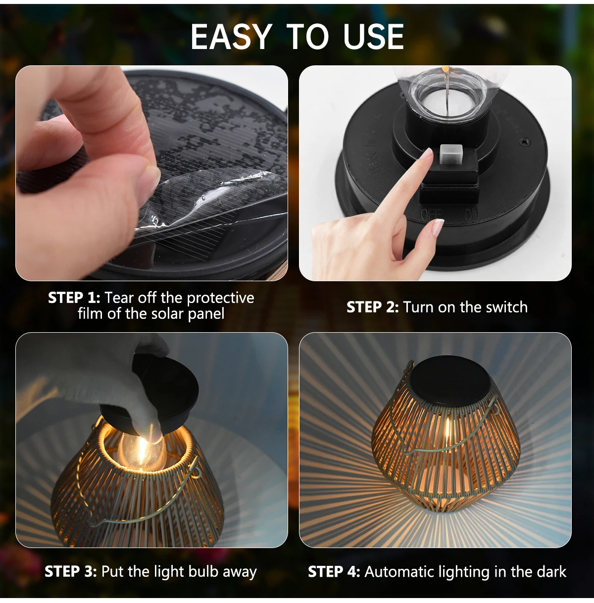 Solarlaterne für den Außenbereich, Solarlaternen, wasserdicht, zum Aufhängen im Freien, gewebte Laterne, Boho-Lampe, Lichter, Dekoration für Garten, Hof – Detail 5