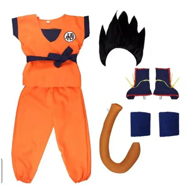 อะนิเมะวันหยุดชุดSon Goku Carnivalอะนิเมะคอสเพลย์เครื่องแต่งกายด้านบน/กางเกง/เข็มขัด/หาง/Wrister/วิกผมสําหรับเด็กผู้ใหญ่