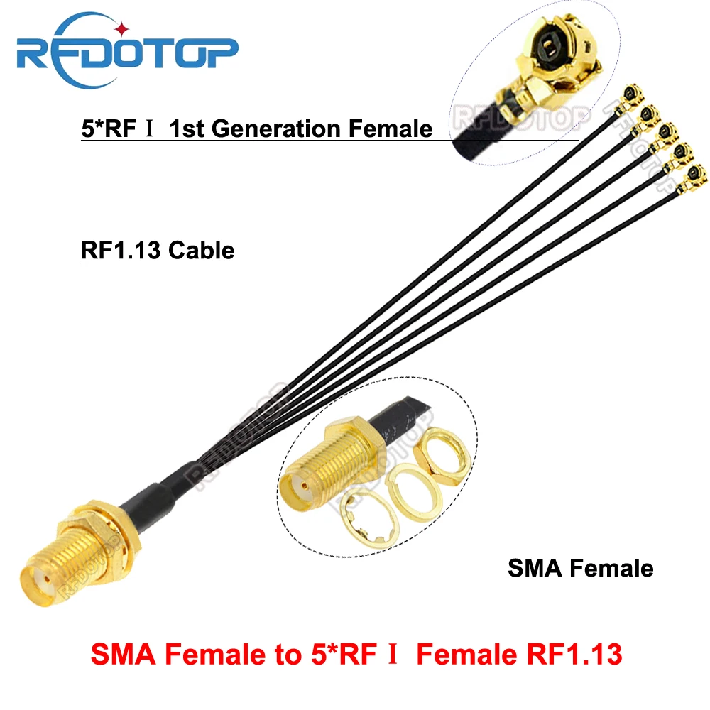 1PCS RPSMA/SMA Female Connector to 5xUfl/IPEX1 Female1 RG178 Cable Extension Pigtail Wifi Antenna SMA to  5Splitter RF Jumper