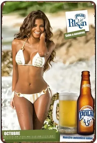 Placa de Metal Vintage de Novidade Modelo Bikini Cerveja Polar Pilsner