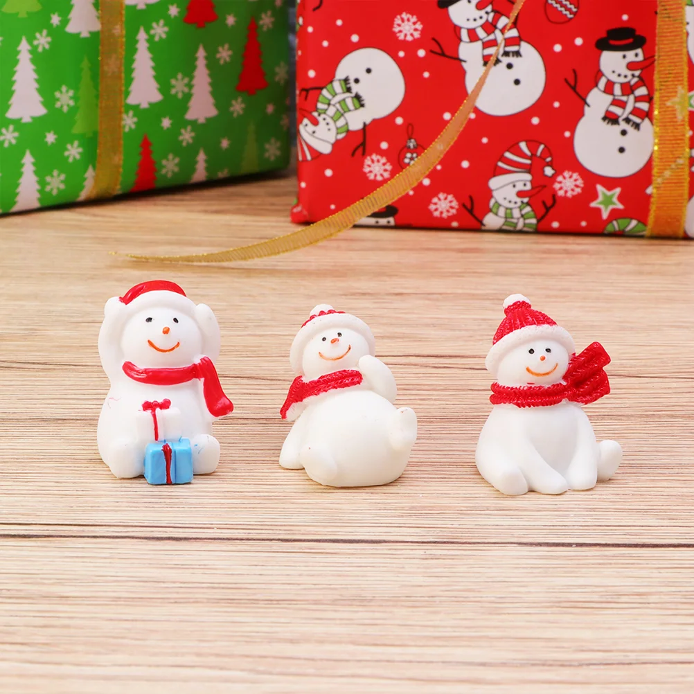 8 buah ornamen natal kerajinan menghias manusia salju bentuk Resin Lanscape miniatur
