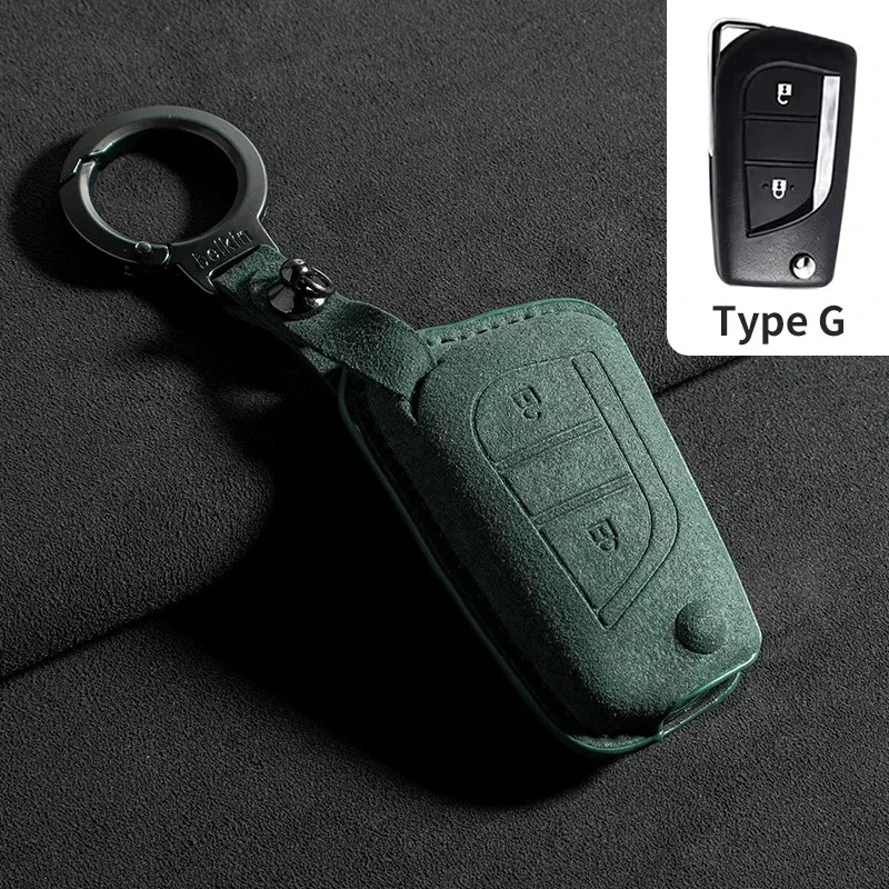 

Suede Car Key Cover Case Protect Shell Buckle for Toyota Corolla Camry Highlander RaV4 Levin Reiz Hilux Car Keychain Accessories