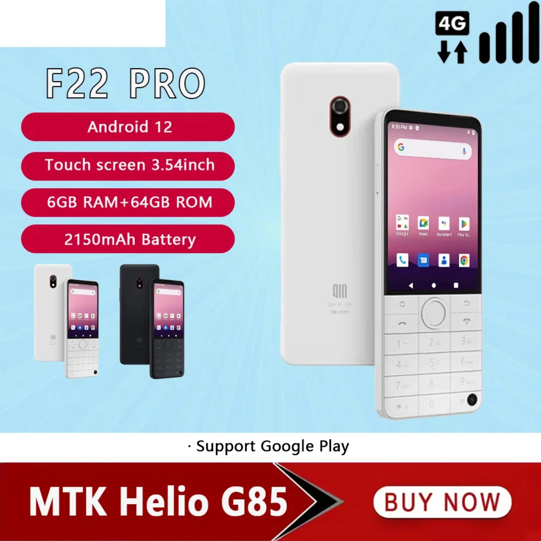 NEW Qin F22 Pro Touch Keypad Smartphone MTK Helio G85 Duoqin Wifi 3.54 Inch 6GB 64GB Octa Core Bluetooth 5.0 Google Global Phone