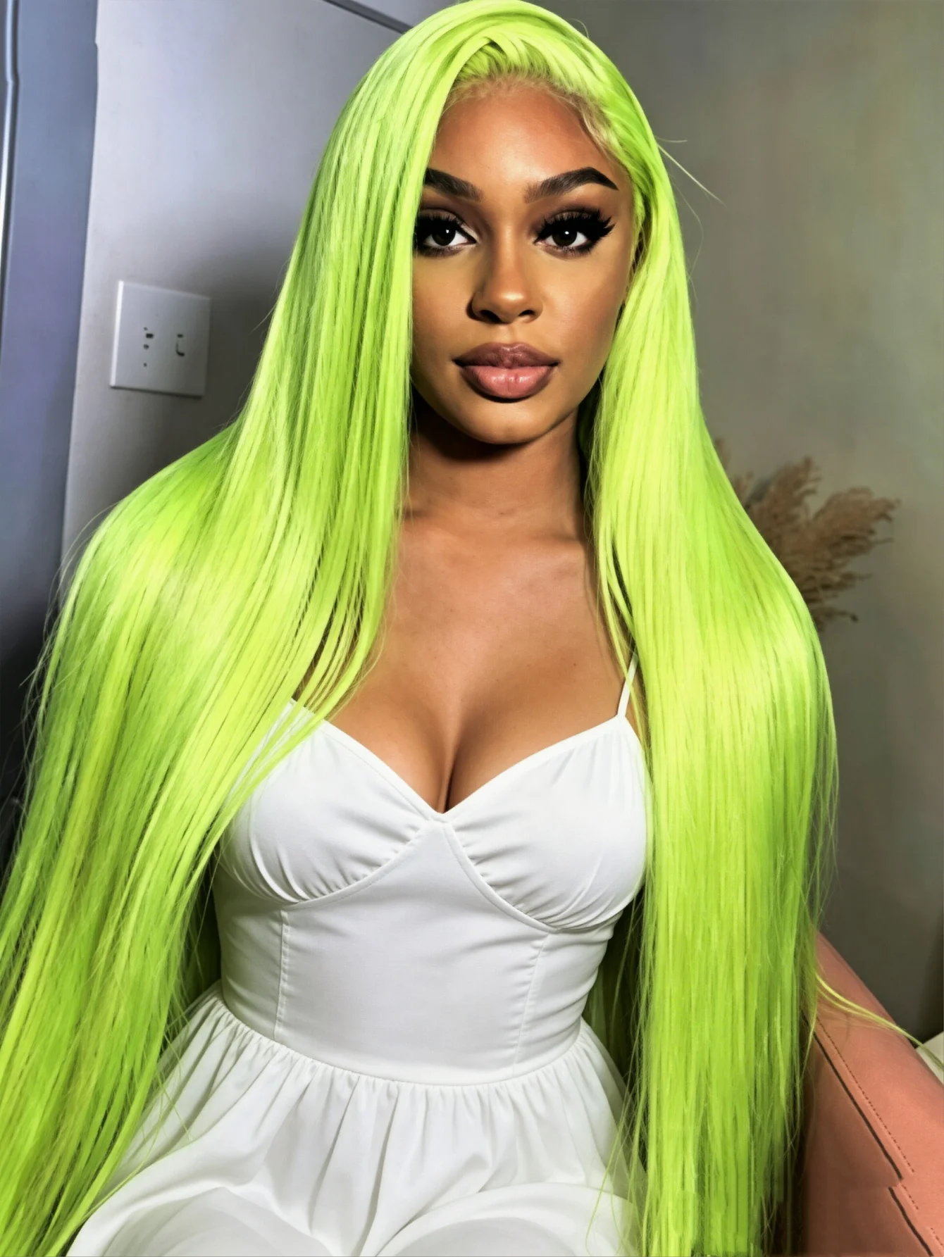 

13x4 Green Straight Wig Human Hair 200% Density HD Lace Front Wigs Human Hair Pre Plucked Pre Cut Light Pink Hair Straight Human Hair Wig with Baby Hair Glueless Wigs Human Hair For Women For Daily Wear