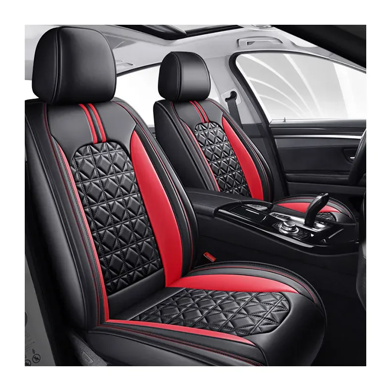 4 Pc Car Accessories Wholesale Waterproof Wellfit Synthetic Nappa Custom Fit Design Universal Full Set Luxury Leather Car Seat C