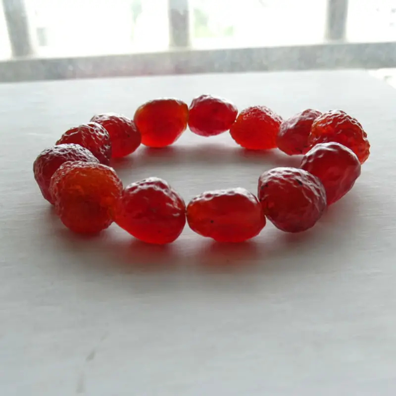 

Xinjiang Inner Mongolia Alashan Agate Bracelet with Shape Sugar HeartRed Rough Stone Men's and Women's Bracelets